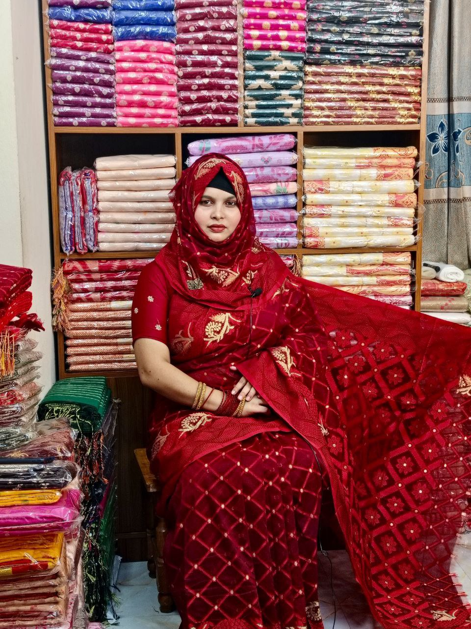 বধূয়া জামদানী শাড়ি - Maroon