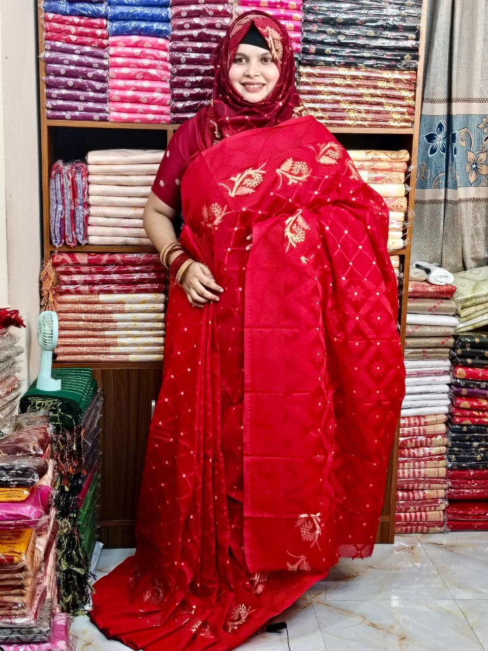 বধূয়া জামদানী শাড়ি - Red