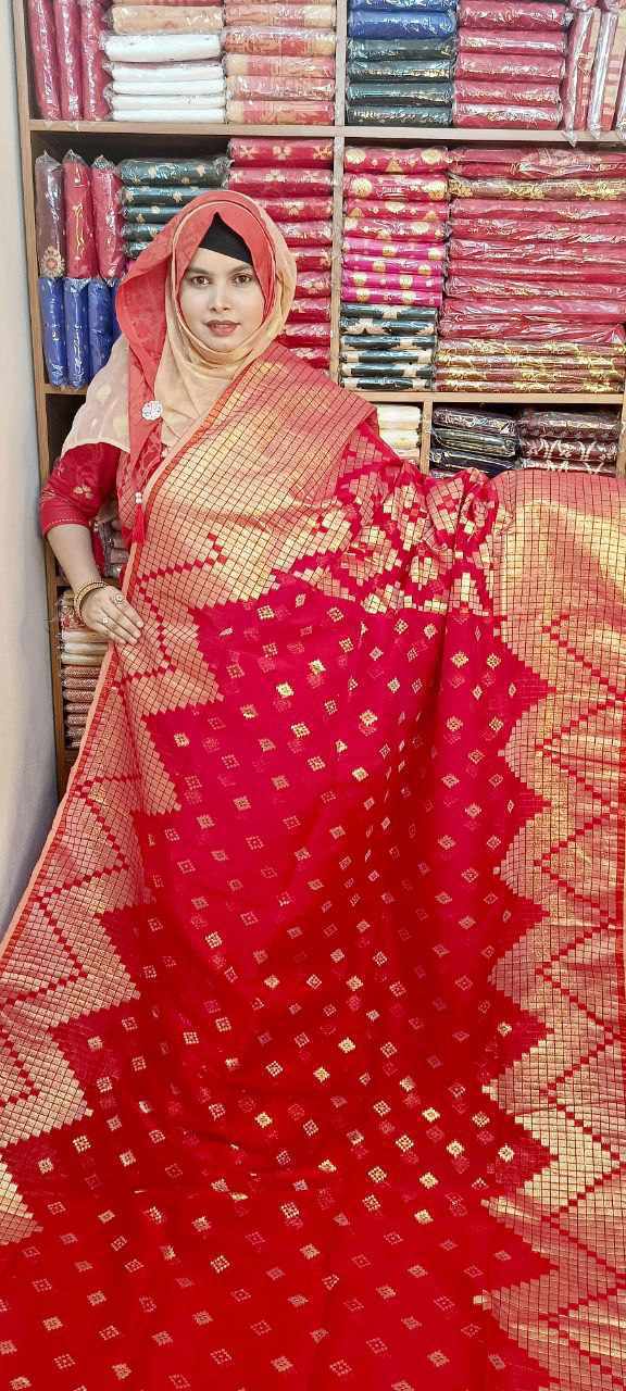 ঝিলিক জামদানী শাড়ি - Red