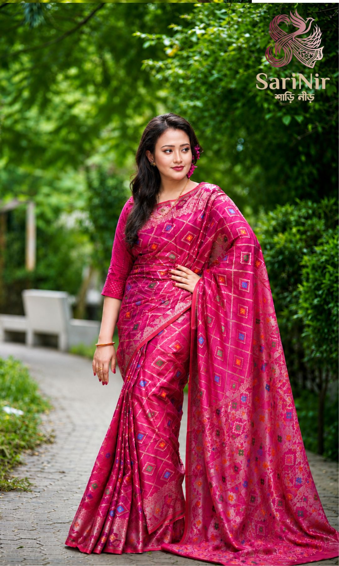 মসলিন জামদানি - Deep Magenta