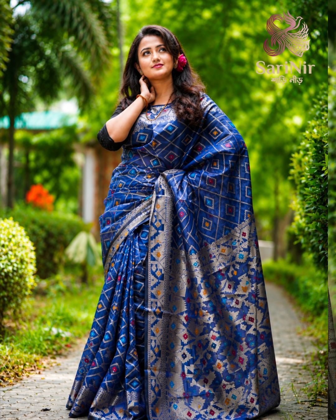 মসলিন জামদানি - Sky Blue