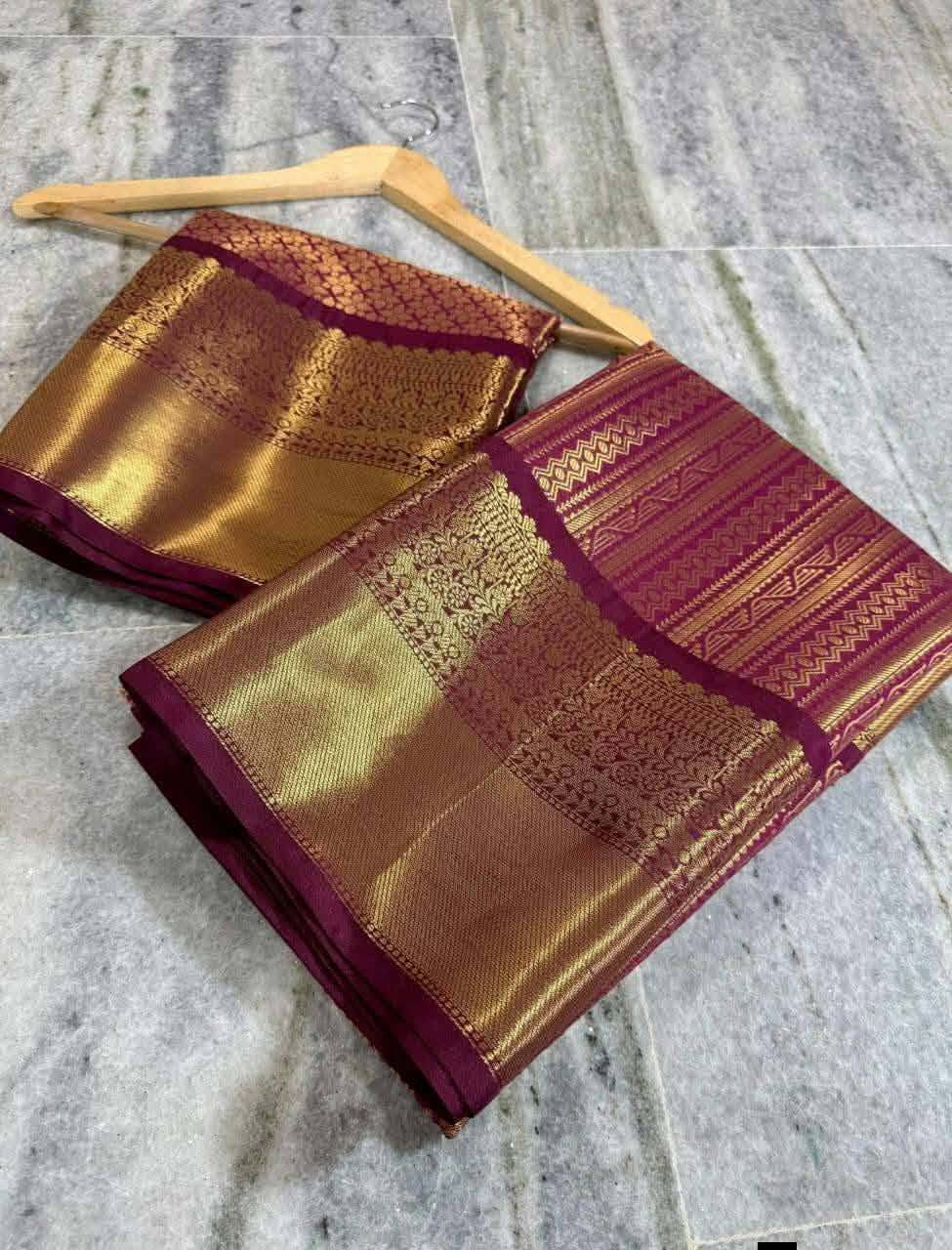 Gold Kanchipuram Saree - Golden